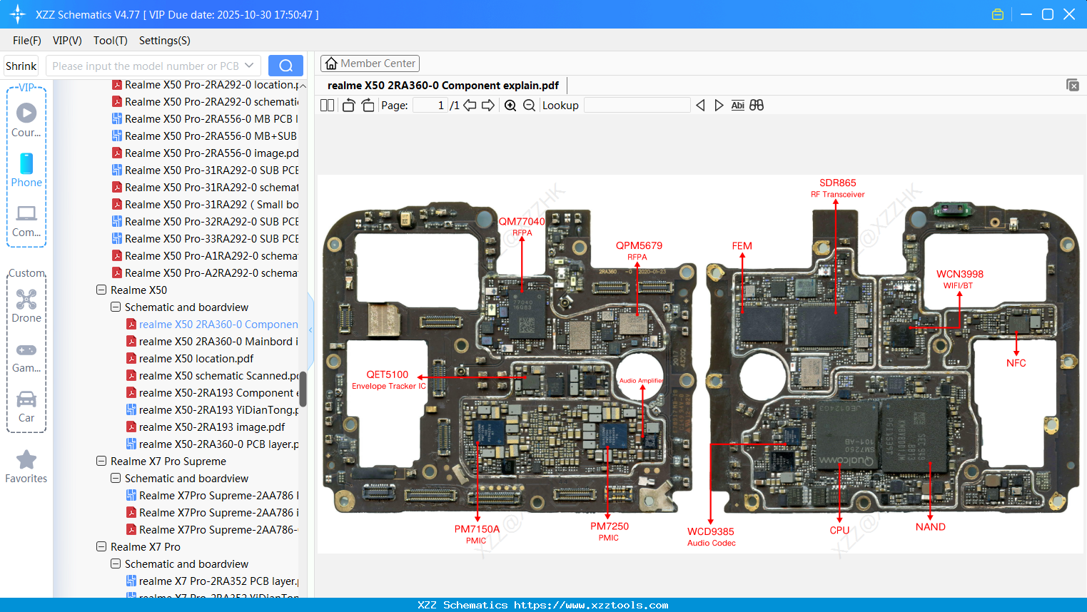 Realme X50 2RA360-0 Component Explain